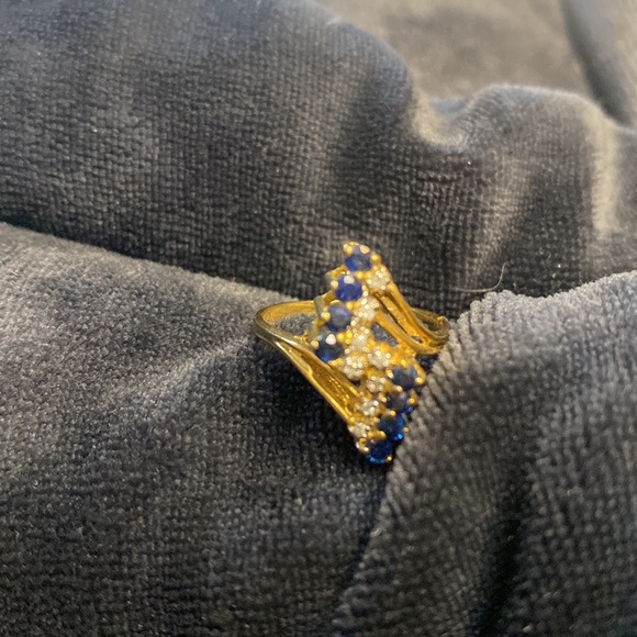 14k Gold Sapphire Diamond Ring size5.75 limited time live show price!! - Picture 4 of 7